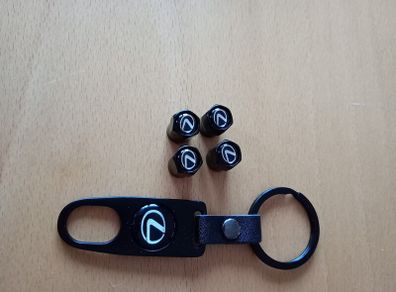 Brand New Lexus Black Metal Dust Caps x4+ Keyring