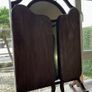 Antique oak desk and Edwardian triple mirror Image 8