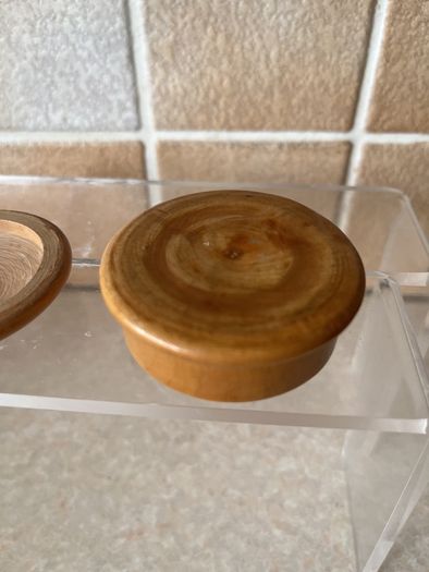 Vintage Handpainted Terracotta Ashtray & Round Carved Wooden Handpainted Trinket Box