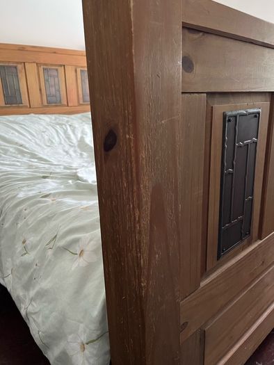 Solid wood king bed frame