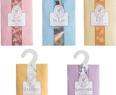 5 Sachets With Hanging Sachets For Wardrobe Closet Room Wardrobe Bathroom Cart, Aromatherapy Bag, Natural Mothproof Agent, Lasting Fragrance 20g (Jasmine, Rose, Lavender, Lily, Ocean)