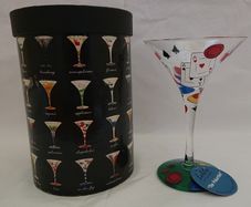 Lolita "pokertini", Hand Painted Poker/Cards Martini Glass - Large/10oz - Boxed