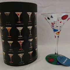 Lolita "pokertini", Hand Painted Poker/Cards Martini Glass - Large/10oz - Boxed