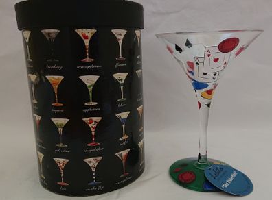 Lolita "pokertini", Hand Painted Poker/Cards Martini Glass - Large/10oz - Boxed