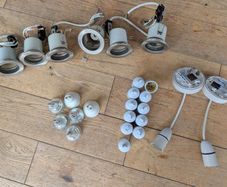 6 Brushed Recessed Downlights, GU10 Bulbs & Pendant Kits