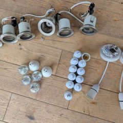 Job Lot: 6 Brushed Recessed Downlights, GU10 Bulbs & Pendant Kits