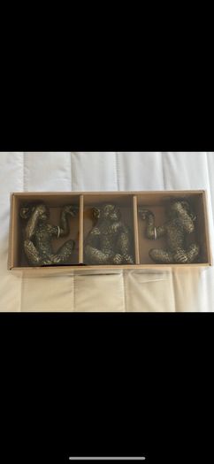 Decorative Three Monkey Ornaments Brass Look