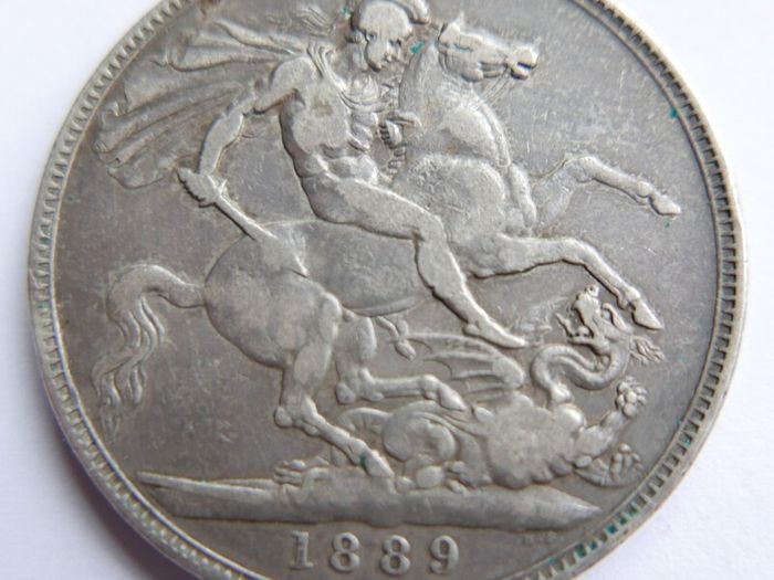 1889 Queen Victoria Sterling Silver Crown Coin
