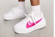 Nike Air Force 1 PLT.AF.ORM trainers in white &amp; pink UK7 RRP 130