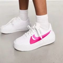 Nike Air Force 1 PLT.AF.ORM trainers in white & pink UK7 RRP 130