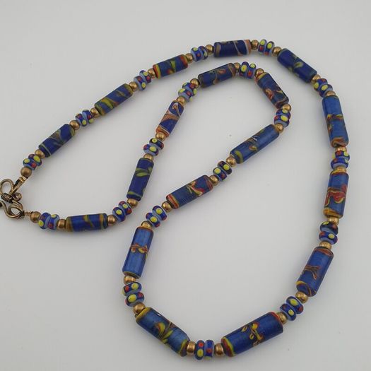 Vintage Venetian Style Floral Glass Beads Necklace
