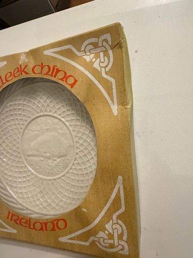 Belleek Hedgehog Plate. Limited Edition 1980. Christmas.