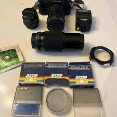 PENTAX 35mm film camera with lenses & filters