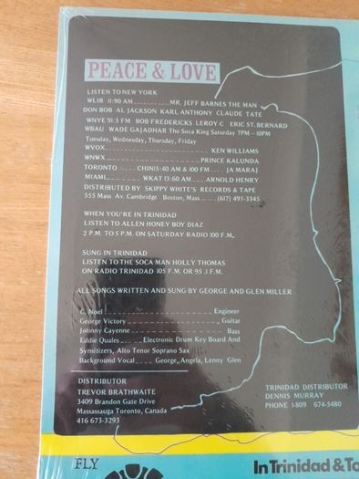 Peace and Love - George Miller and Glen Miller. 1989. Reggae. LP. Vinyl. Record. Album. Trinidad. Tobago. Jamaica. NEW.