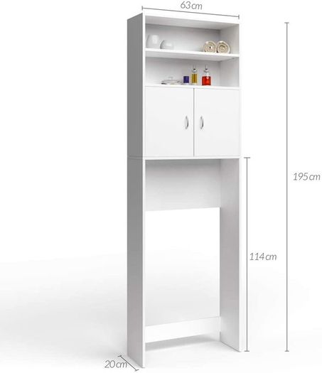 Bathroom Cabinet Washing Machine Cupboard White 2 Doors - Free Delivery Nationwide