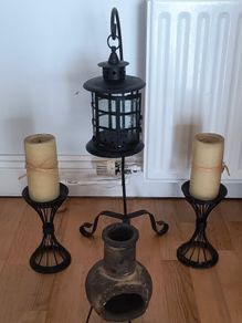 Lantren, Candle Holders + Chimney