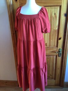 Ladies Rust orange striped cotton blend Summer dress size 14 includes postage