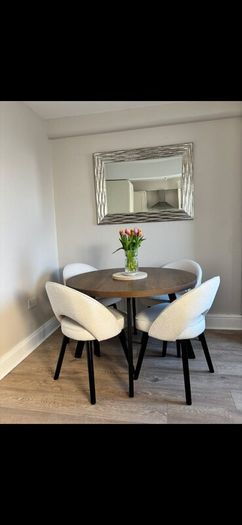 Round Walnut Oak Dining Table 1.1 Metre