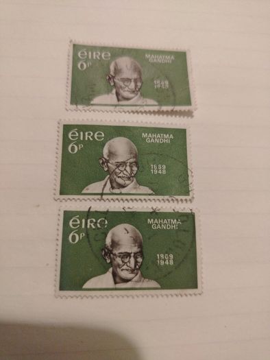 3 x 1969 Mahatma Ghandi 6p Commemorative stamps