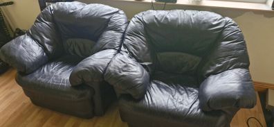 2 x leather armchairs