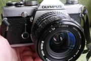 Olympus OM-1 MD 35mm SLR Film Camera &amp; Sigma 2.8 28mm (works well)