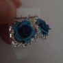 Brand new Turquoise / light blue Rose & Diamond earrings Image 3