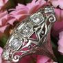 Antique Art Deco Diamond and 18 Carat White Gold Ring Image 3