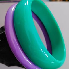Purple & green plastic bangle bracelets