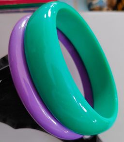 Purple & green plastic bangle bracelets