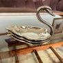 Vintage 1960s Seba Silver Plated Swan Ashtray Dishes Stacking Set England Image 6