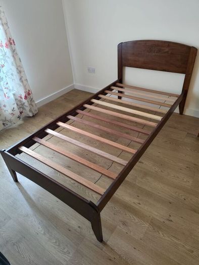 solid dark wood single bed frame
