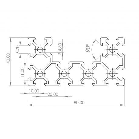 C beam Linear Rail Silver Aluminium Extrusion