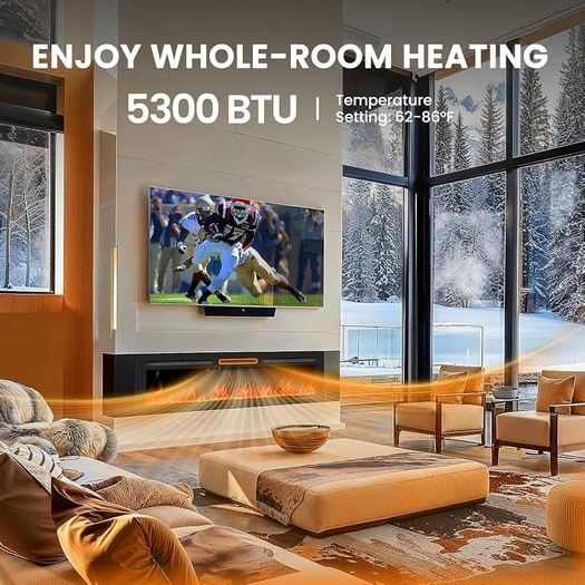 50/127cm Electric Fireplace 900W 1800W Heat Output, Ultra-Slim Wall Mounted or Recessed Electric Fireplace Inserts with App  Remote Control  Timer  20 Flame Colors Black
