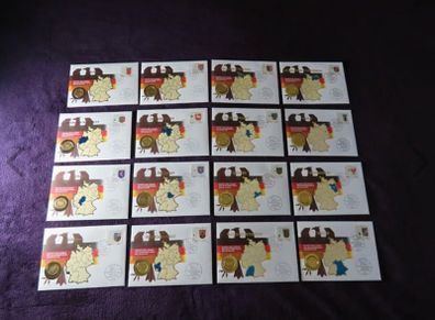 Complete set Germany Federal states coins stamps first day issue covers