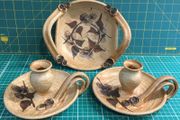 Ballydougan Pottery Serving Bowl &amp; Candlesticks - 3 piece set
