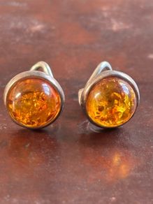 Baltic Amber clip-on earrings in sterling silver