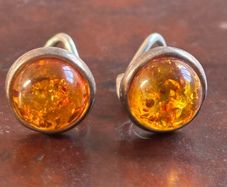 Baltic Amber clip-on earrings in sterling silver