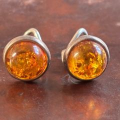 Baltic Amber clip-on earrings in sterling silver