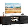 TV Stand Cabinet, TV Unit with 5 Drawers, 140 cm, All Black TV Console Table with Storage Organizers, Entertainment Center with Open Shelf for Living Room, Bedroom Image 9