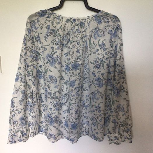 Price includes postage M&S long sleeve blue and white lightweight cotton blouse size 14