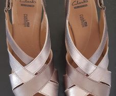 Clarks Metallic Leather Wedges. Size 6