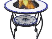 Mosaic Fire Pit Table Blue and White 68 cm Ceramic