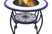 Mosaic Fire Pit Table Blue and White 68 cm Ceramic