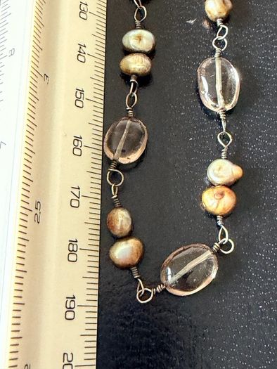 silver necklace with natural stones