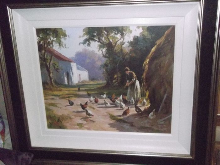 a large oil painting on board by a irish artist donal mcnaughton