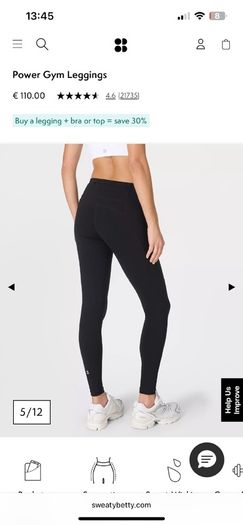 Sweaty Betty Power leggings size M, Black