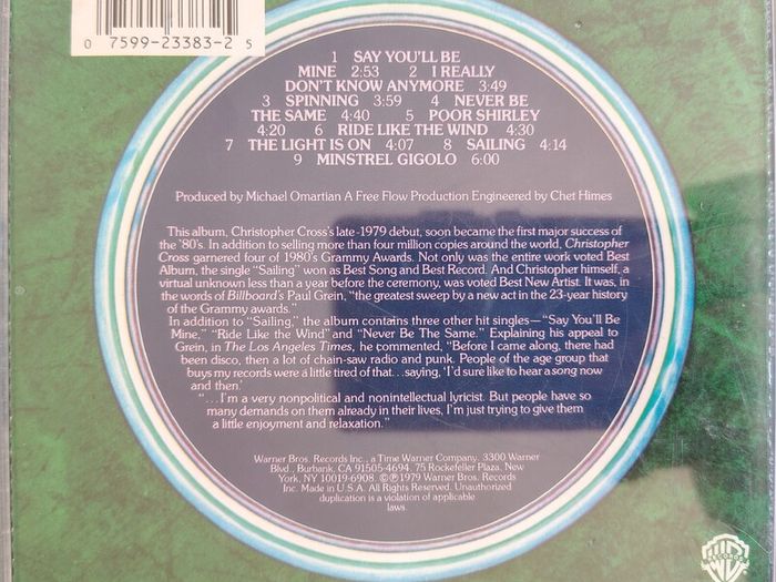 Christopher Cross - Christopher Cross CD (1979) 90's Reissue Classic Yacht Rock EX+