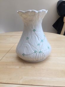 Large Beleek Shamrock Pattern Vase