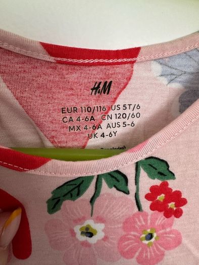 H&M summer dress for a girl, 110/116cm, 4-6 years