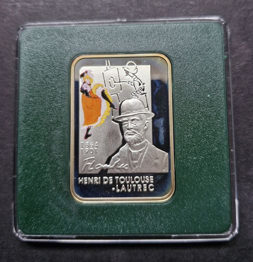 Niue 1 Dollar 2008, Painters Henri de Toulouse-Lautrec Silver Bar with COA .
